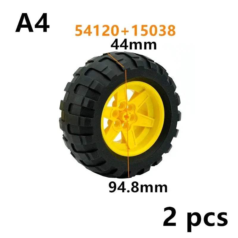 MOC Technical Tire Wheel Cross Hole Set Motorcycle Car Truck Wheels 44309 92402 32019 54120 11957 Construction Building Block - ToylandEU