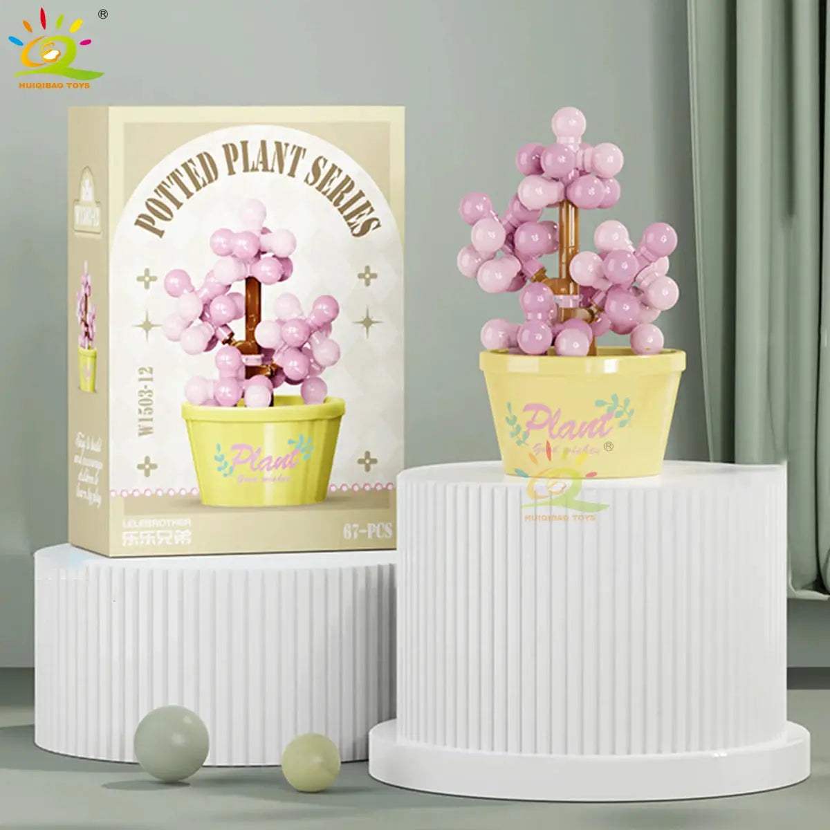 HUIQIBAO MOC Flower Succulent Potted Model Building Block DIY Eternal Bouquet Home Desk Plant Decor Brick Girl Gift Children Toy - ToylandEU