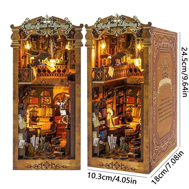 Wooden Book Nook DIY Miniatures Shelf Insert Dollhouses - ToylandEU