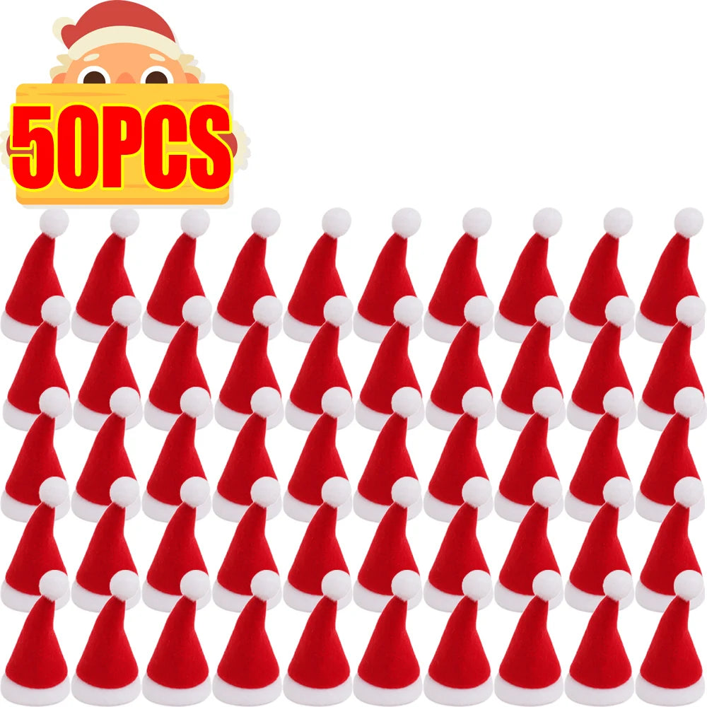 Mini Santa Hat Covers | Non Woven Material | Lollipop Caps | 7Cm Xmas Decor