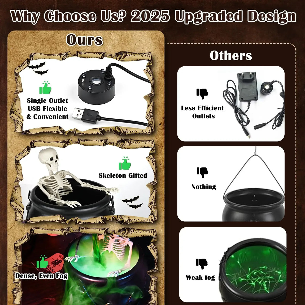 Halloween Cauldron | LED Lights | Floating Potion Mist | Home Decor