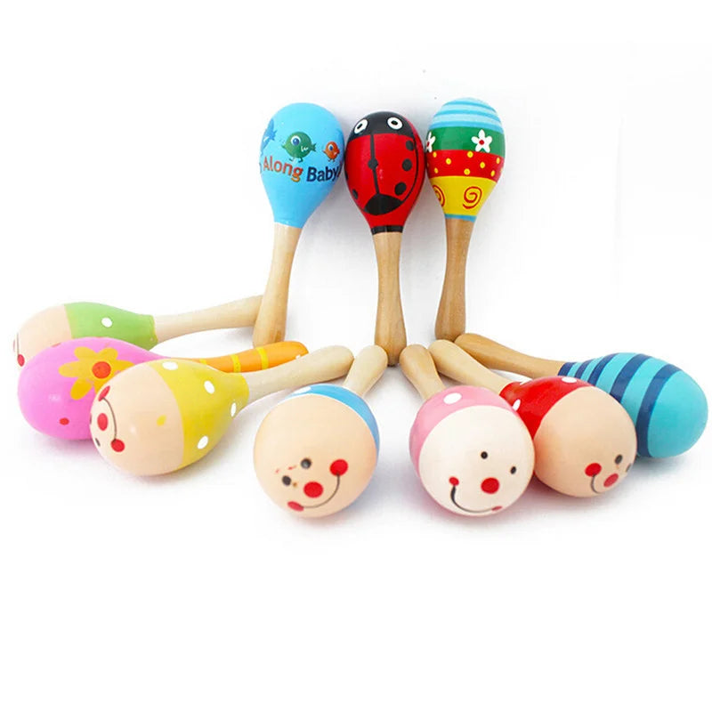 1pcs Colorful Wooden Toy Musical Instrument Maracas Large & Small Baby Exercise Auditory