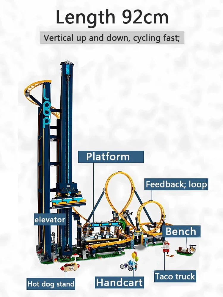 Blue Roller Coaster Building Blocks Set High Difficulty