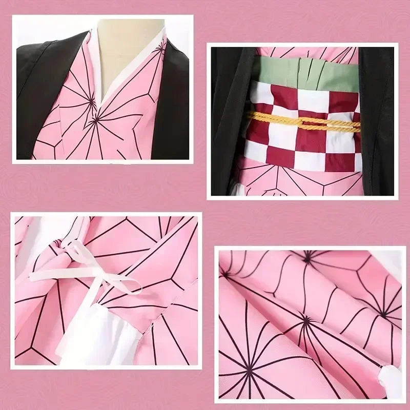 Anime Cosplay Suit | Nezuko Design | Polyester Knit | Women Halloween Set