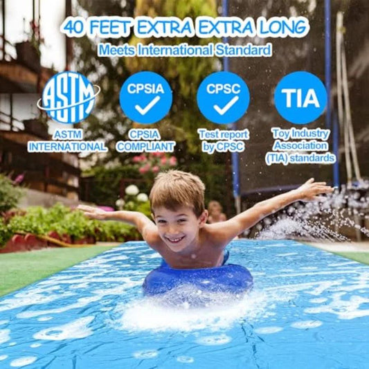Backyard Water Slide | 40 ft Slip and Slide | Heavy-Duty PVC | Blue and Yellow