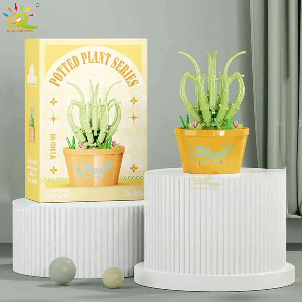 HUIQIBAO MOC Flower Succulent Potted Model Building Block DIY Eternal Bouquet Home Desk Plant Decor Brick Girl Gift Children Toy - ToylandEU