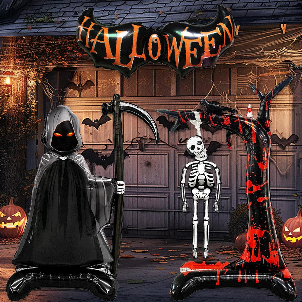 Standing Halloween Balloons | Large Foil Design | Grim Reaper Cut | Party Props