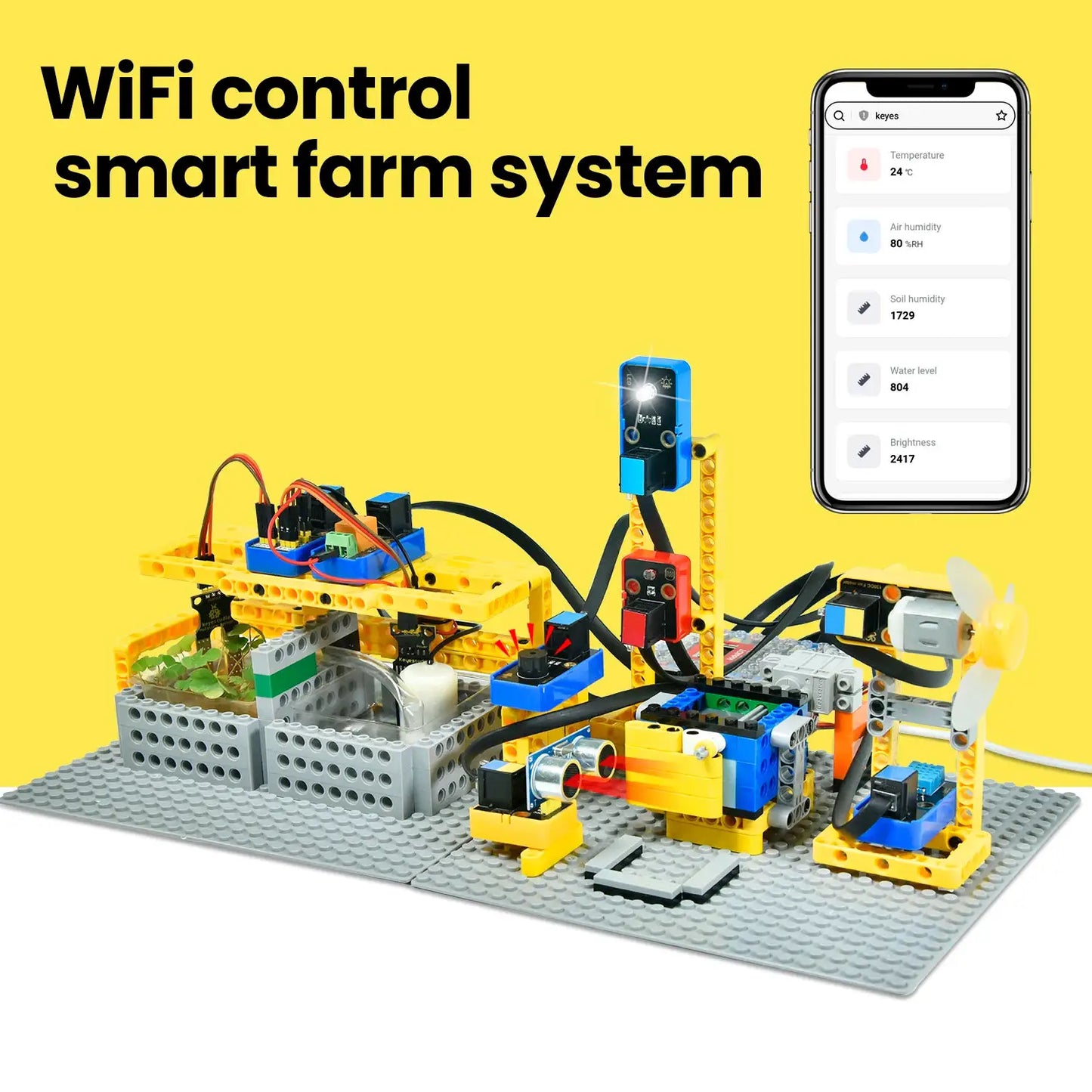Kidsbits STEM Education Smart Farm Kit Base on Arduino ESP32 IOT Programming Compatible With LEGO Support Graphical Programming - ToylandEU