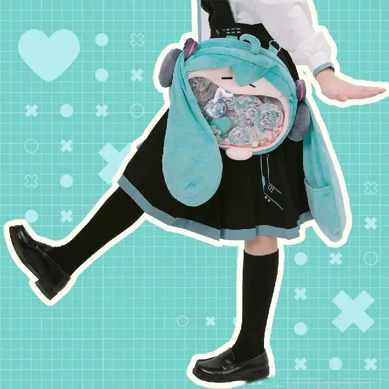 Cute Hatsune Miku Cosplay Plush Backpack Ita Bag for Women with Pink and Blue Size Options - ToylandEU