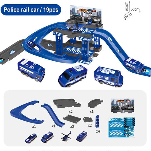 Toy Police Car and Fire Engine Track Parking Lot Set ToylandEU.com Toyland EU