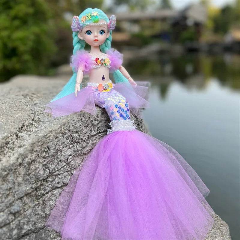 45cm Mermaid Doll Girl Toy Blue Eyes Princess Wedding Dress - ToylandEU