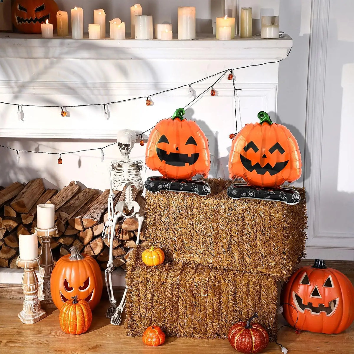 Halloween Pumpkin Balloons | Giant Standing | Mylar Foil | 4 Pack Party Decor