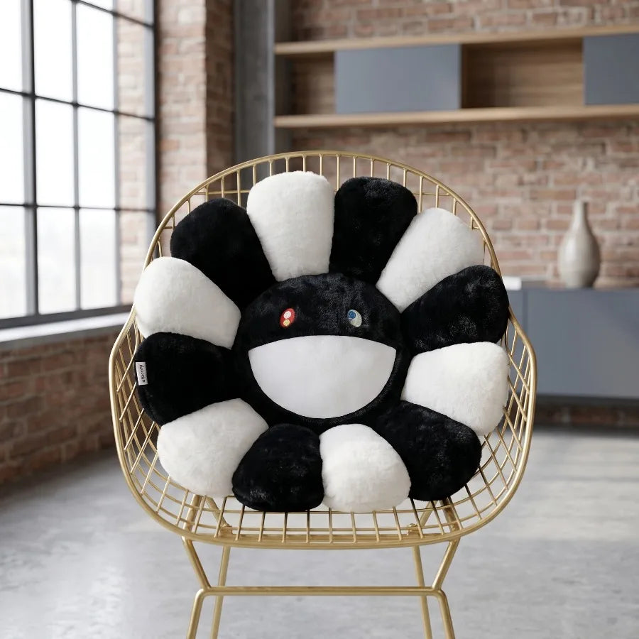 Kawaii Sunflower Plush Cushion | Rainbow Design | Decorative Cushion