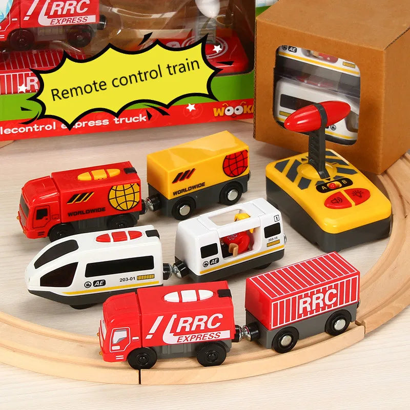 Electric RC Train Set for Kids - Compatible with Wooden Railway Tracks