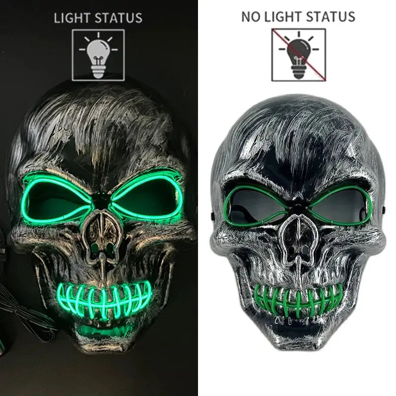 Evil Skull Mask Halloween Carnival Masquerade Haunted House Scary Decoration Cosplay Skeleton Scary Theme Party Light Up Mask - ToylandEU