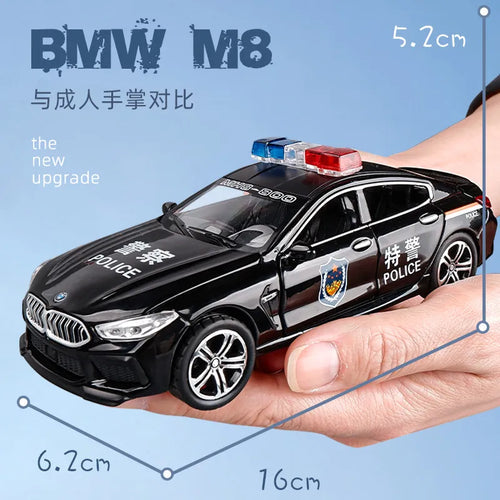 BMW 8 Series M8 Police Car Model - Alloy Pull Back with Lights and Sound ToylandEU.com Toyland EU