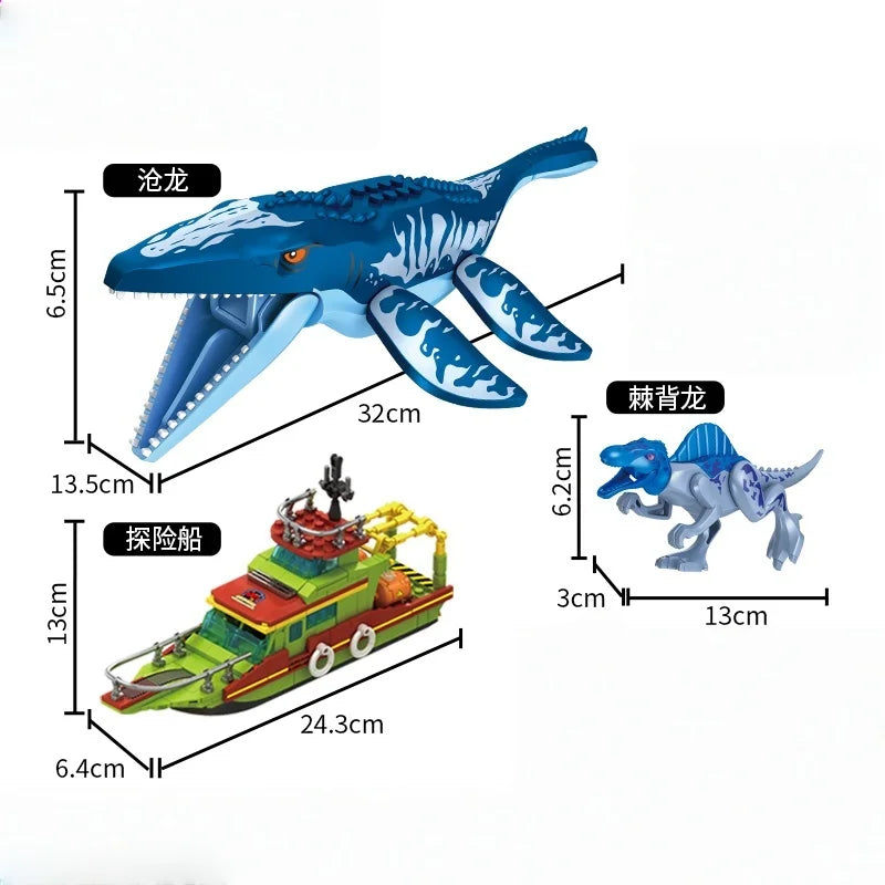 Jurassic Dinosaur Building Blocks Educational Escape Ship Set For Kids