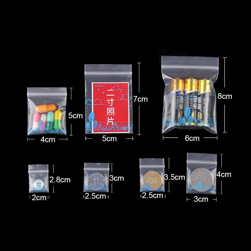 Zipper Bags | Plastic | Transparent | Cartoon Mini 100pcs