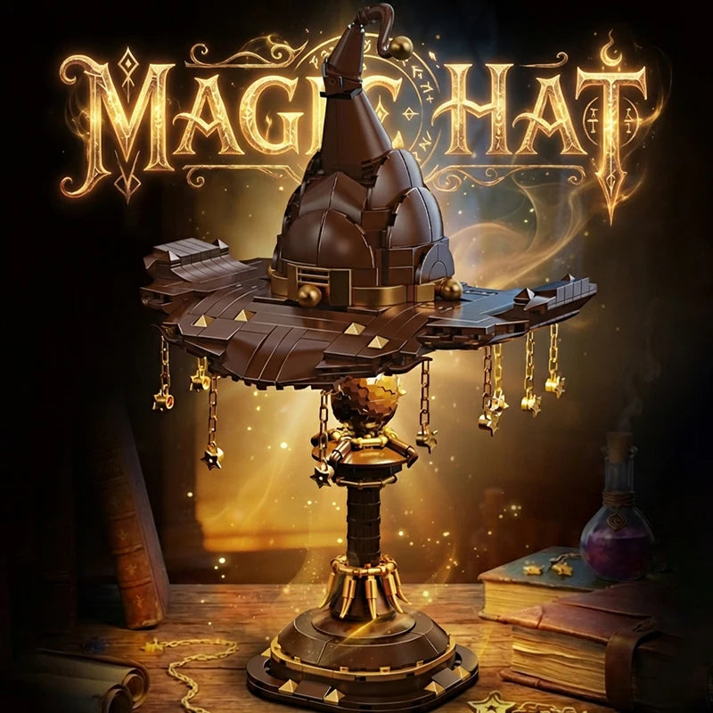 Building Block Set | 698 Pcs | Light Table Lamp | Wizard Hat Theme