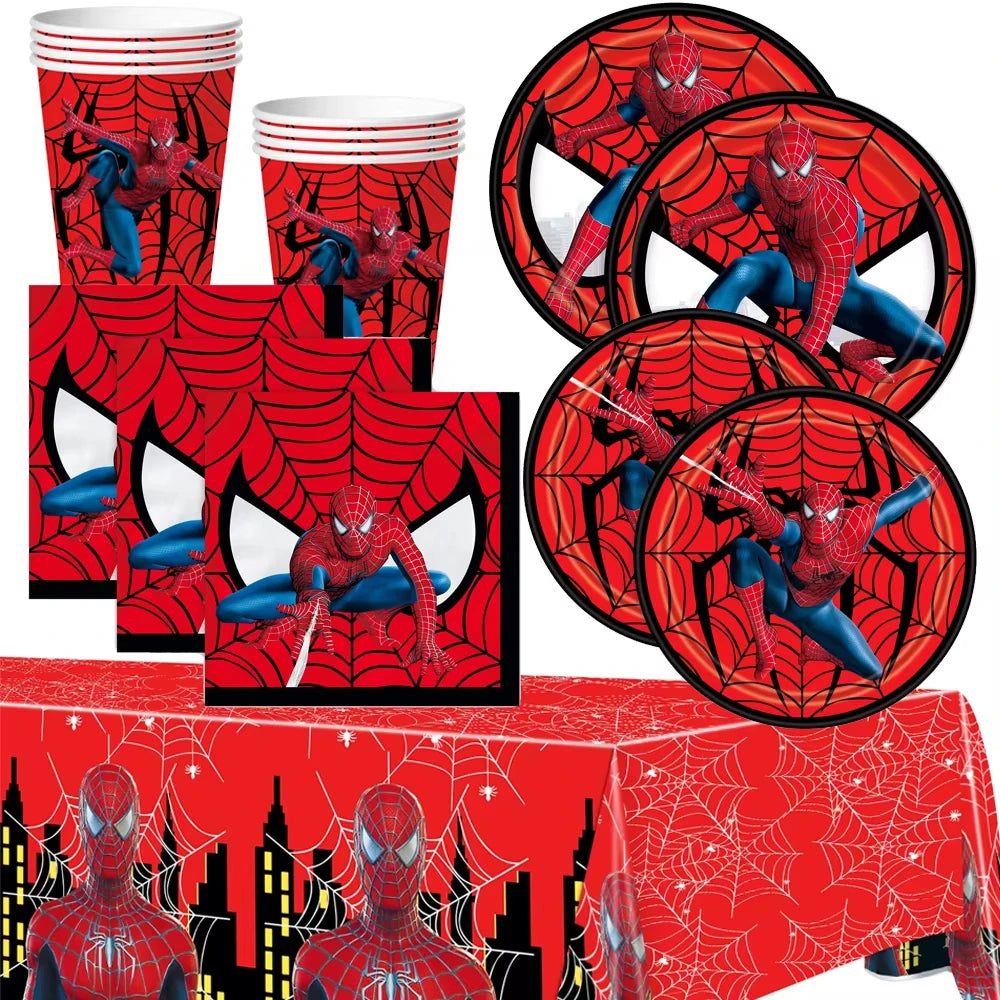 Party Decor Kit | Spidey Theme | Birthday | Plates Cups Tablecloth Banner