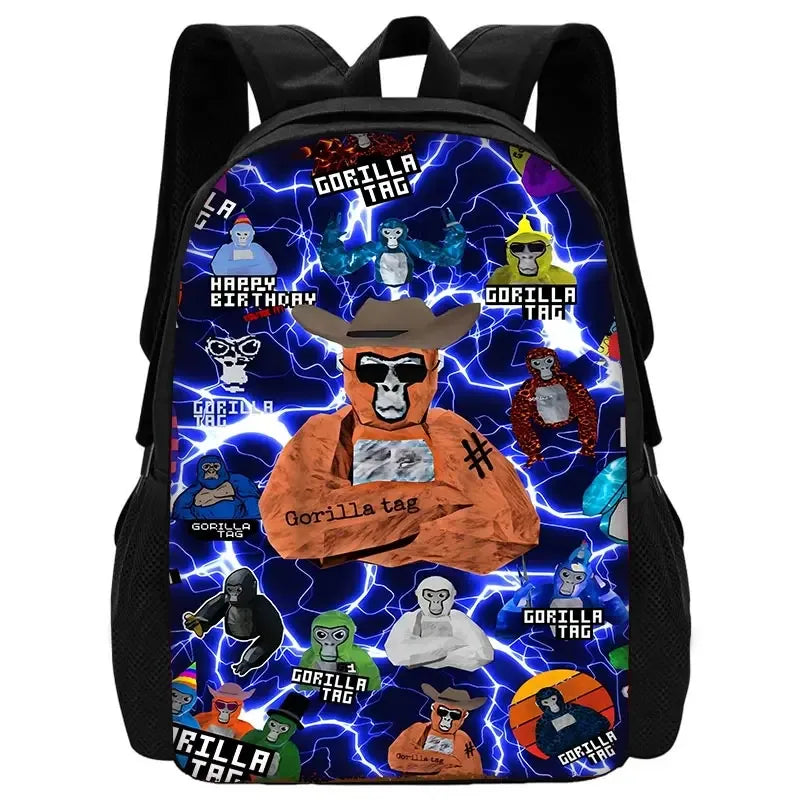 Cartoon Gorilla School Backpack For Kids With Pencil Case