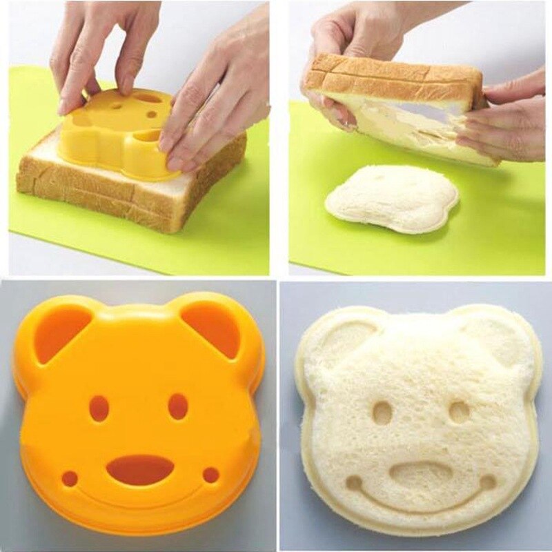 Cute Teddy Bear Sandwich Mold for Kids' Baking Fun