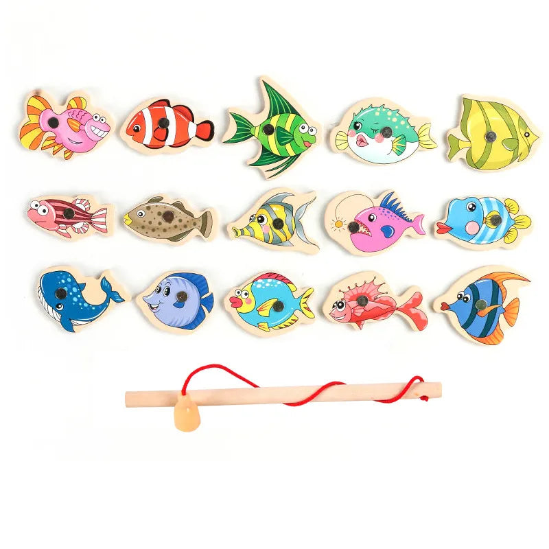 Wooden Magnetic Fishing Toys for Baby Marine Life Discovery