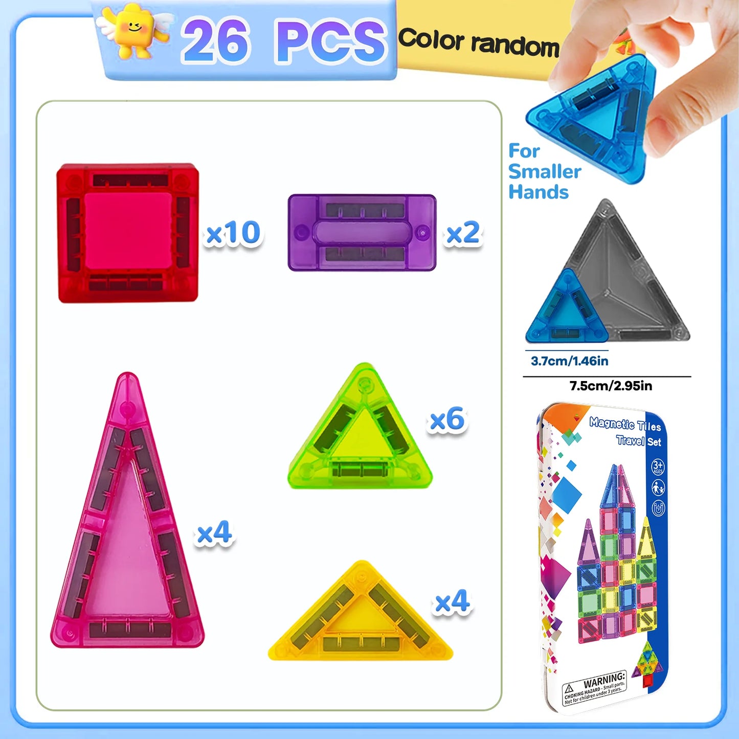 Magnetic Building Blocks Set | 26 or 42 Pieces | Storage Box Included