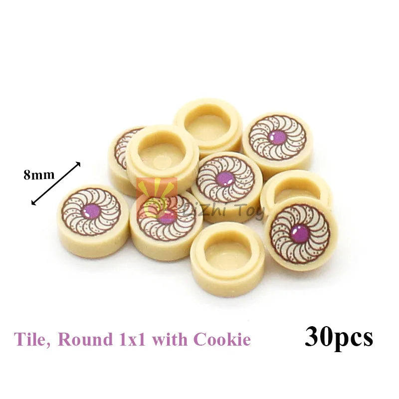 Printed Round 2X2 Building Blocks | Universal Fit | Pizza Clock Graphics