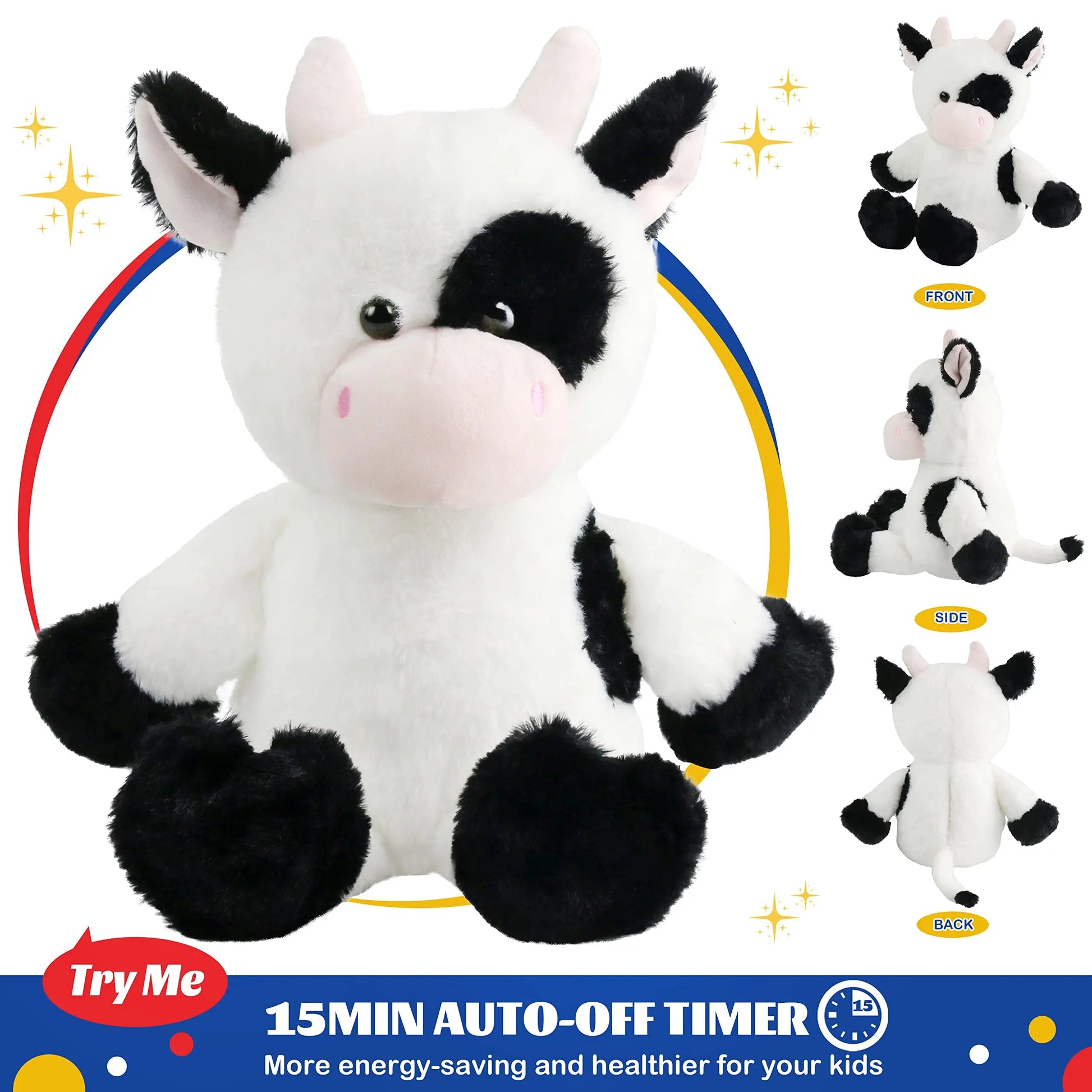 Light-Up 38cm Plush Cow Toy with Lullaby Music ToylandEU.com Toyland EU