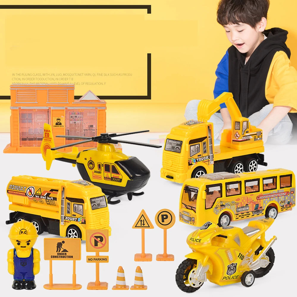 Children's Engineering Vehicle Gift Box Set with Fire Truck, Police Car, and More Miniature Toys for Boys and Girls - ToylandEU