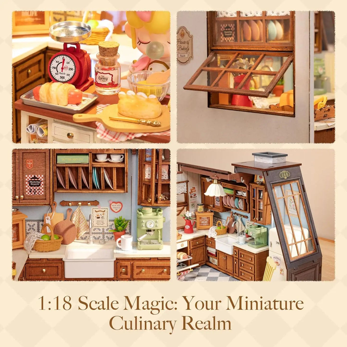 DIY Miniature Dollhouse Kit | 359 Pcs | Size 220x150x185mm | Baking Kitchen