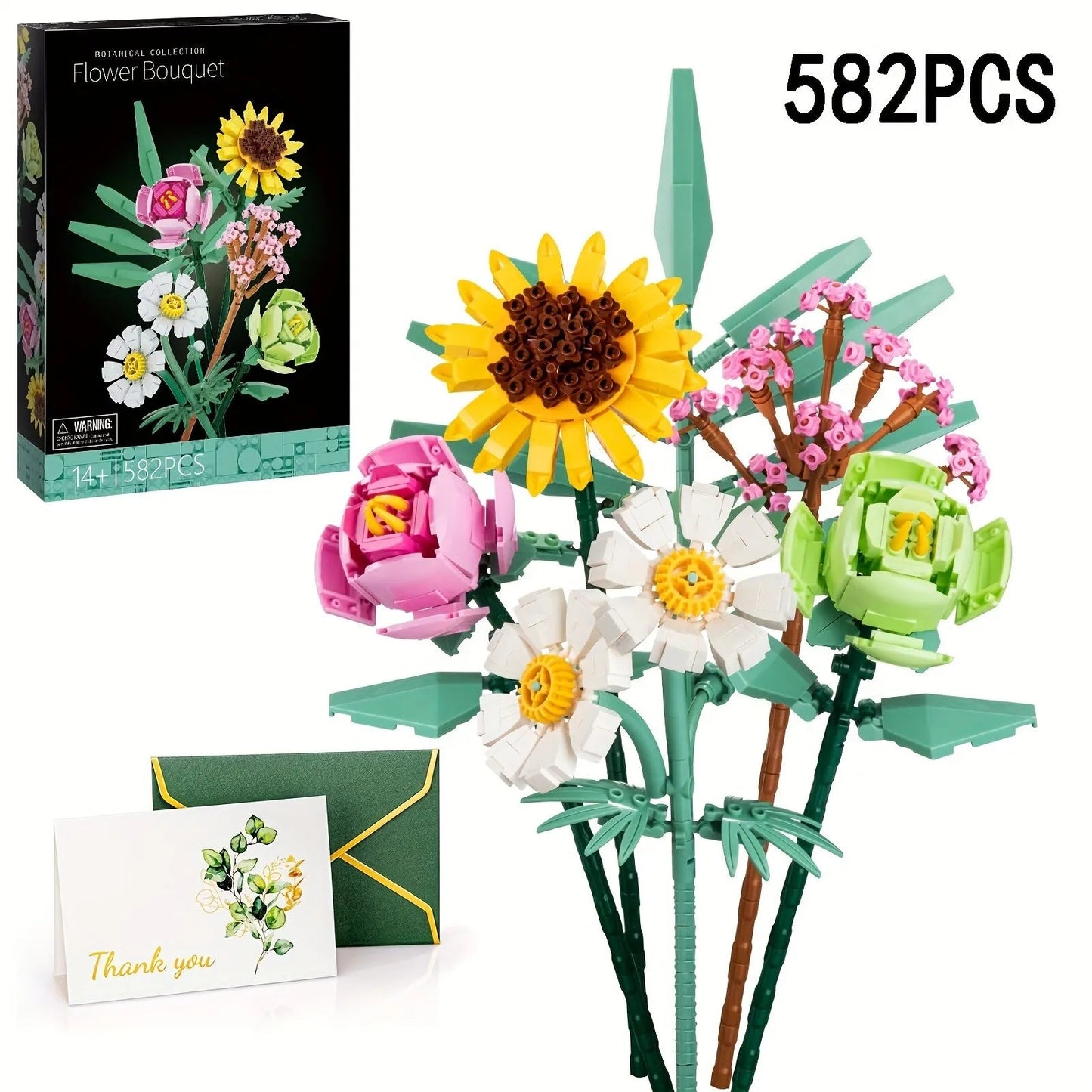 582 Piece Flower Bouquet Building Blocks Kit