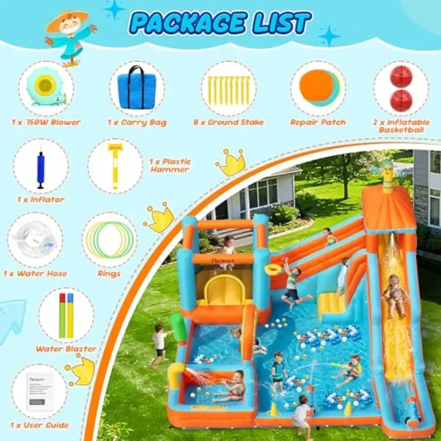Inflatable Water Slide Bounce House With Dual Water Slides