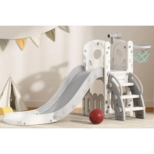 Toddler Slide 6 in 1 Outdoor Playset with Basketball Hoop