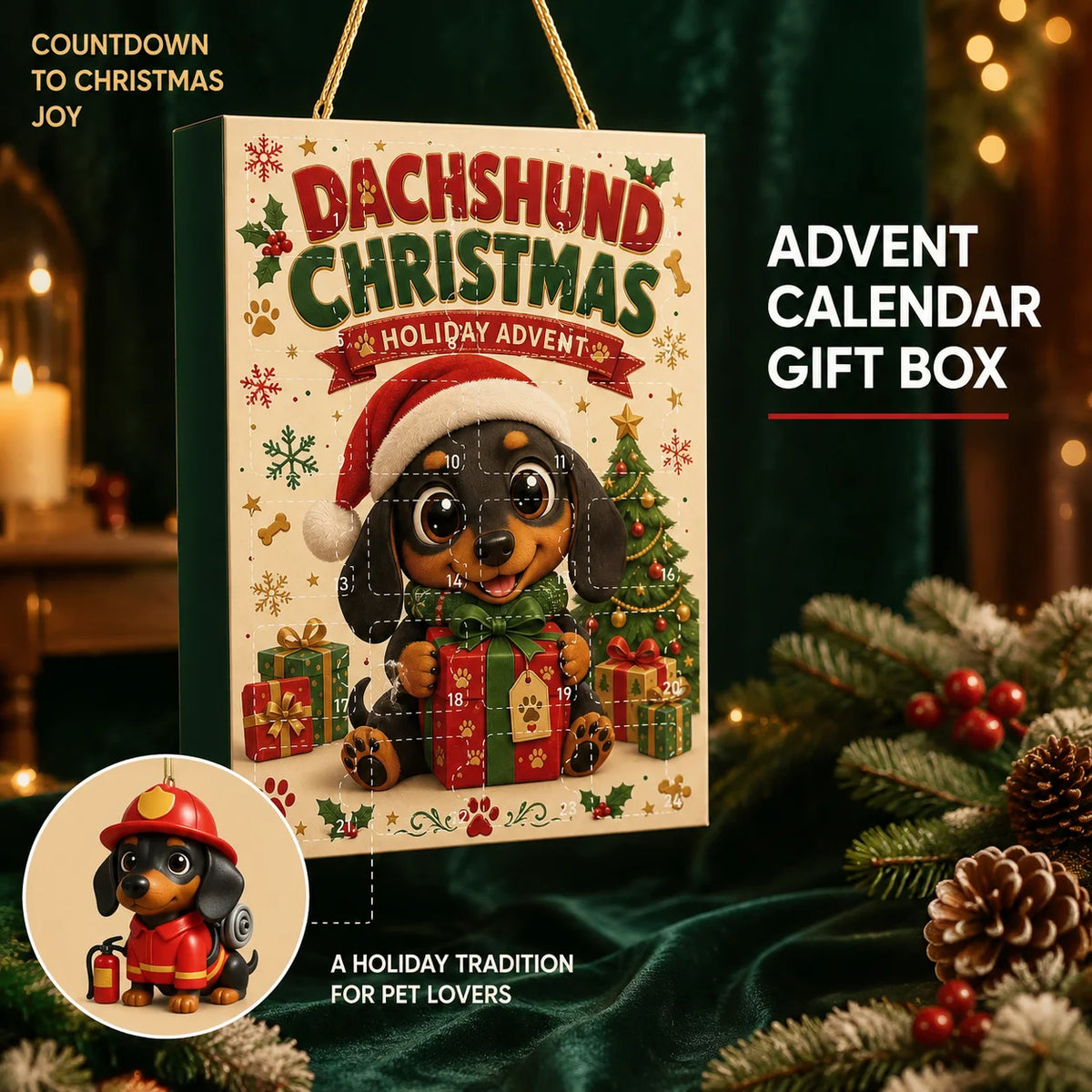 Advent Calendar | Puppy Pattern Pendants | 2D Acrylic Christmas Countdown | Xmas Tree And New Year Decor