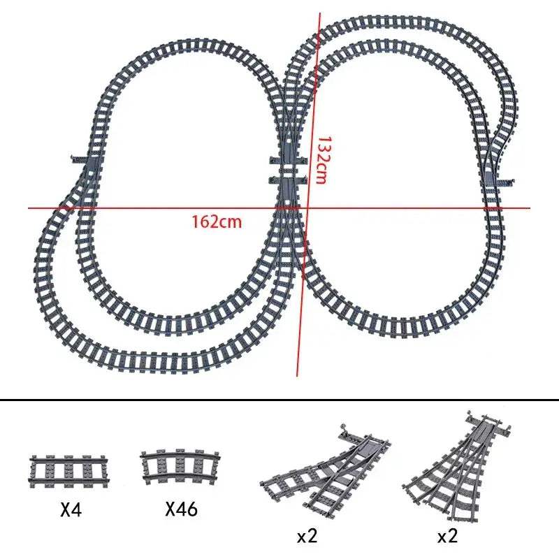 Flexible Train Tracks and Forked Crossing for Lego Compatible Blocks - ToylandEU