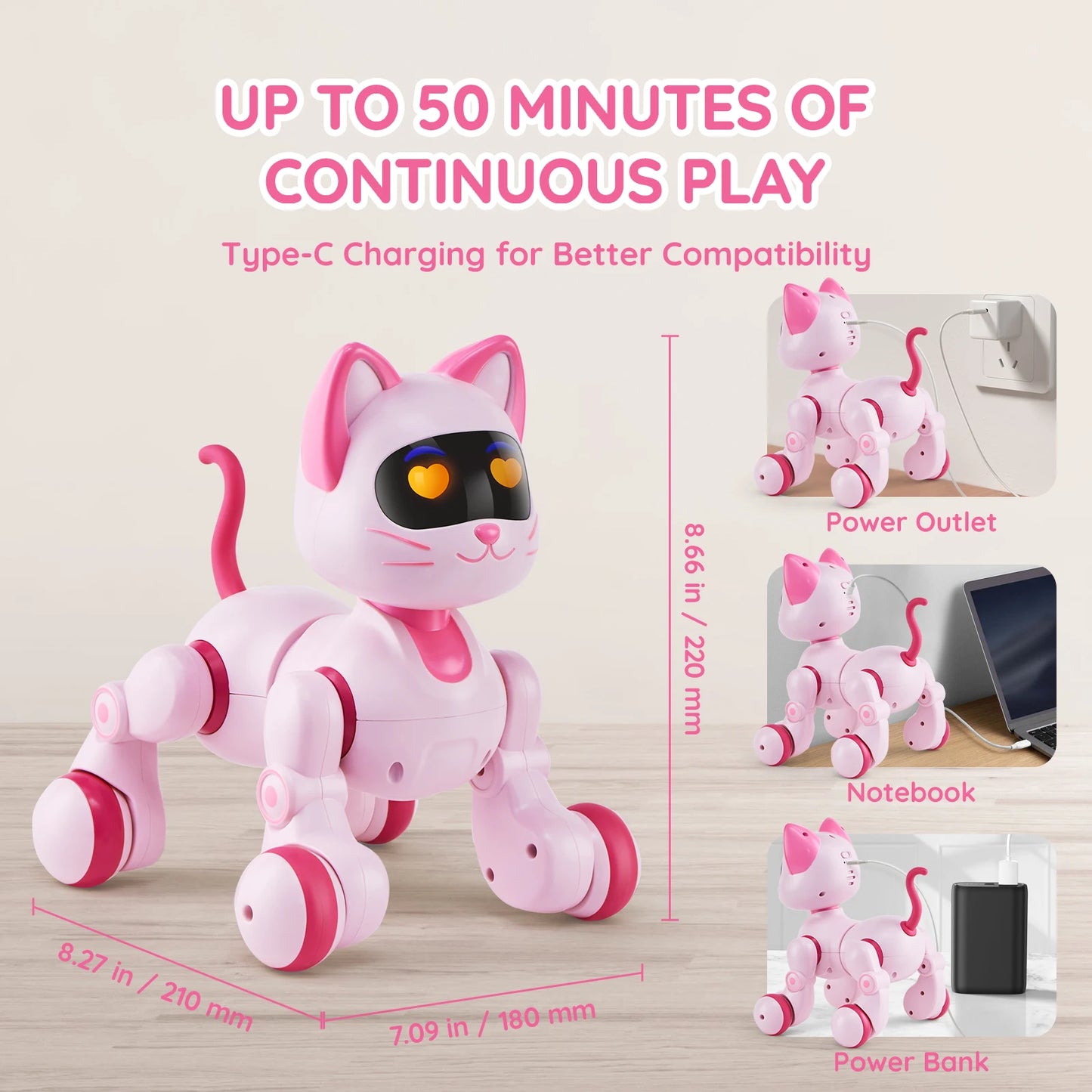 RC VEVOR Programmable Remote Control Cat Robot with Voice Commands and Touch-Sense Music - Fun Stunt Toy for Kids 3-6 Years