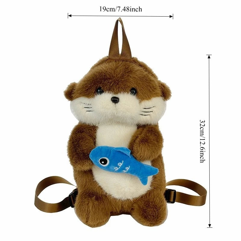 Soft Otter Plush Backpack Unisex Versatile Cute Trendy Bag