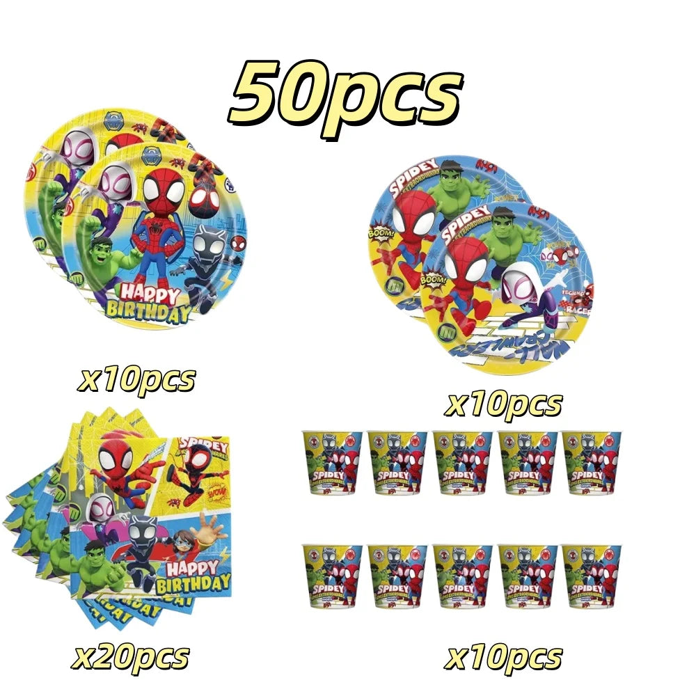 Spider Hero Tableware Kit | Birthday Party Supplies | Plates Cups Tablecloth