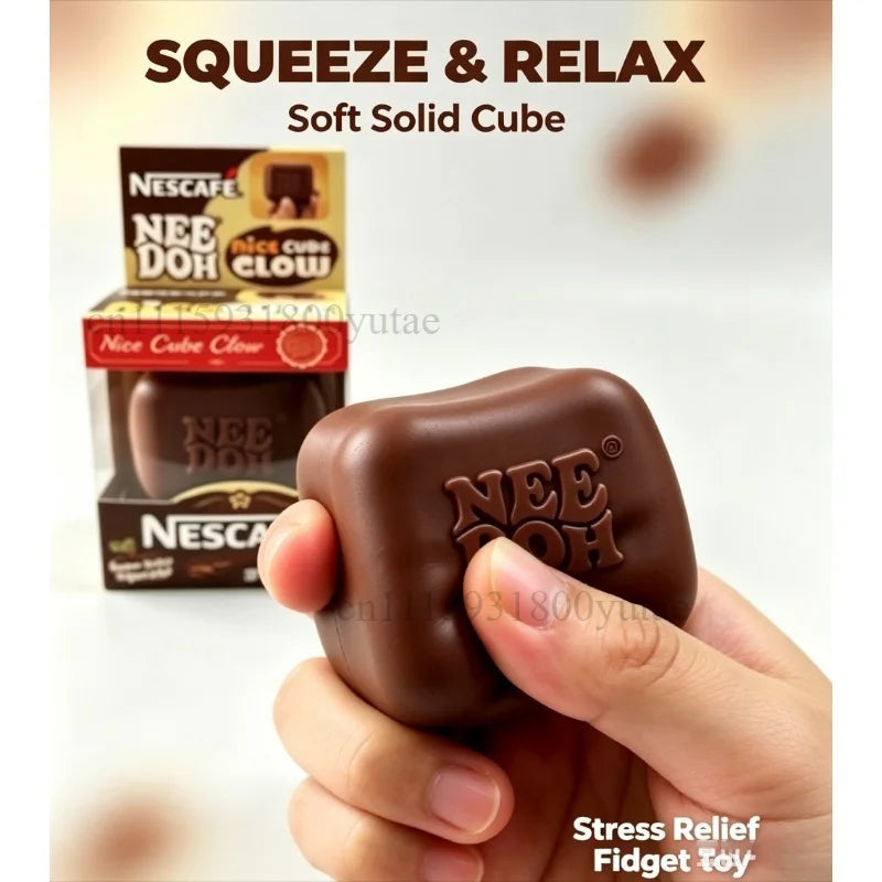 Stress Relief Squishy Cube | For Ages 14+ | Coffee Chocolate And Holographic