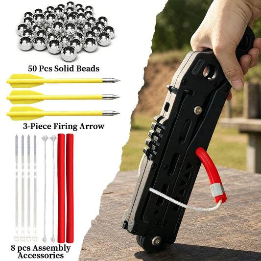 Compact Folding Slingshot | High Precision | Includes Arrows | For Adults