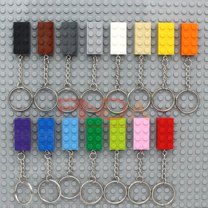 MOC Key Chain Bricks | 10 Pcs Pack | 2X4 Compatible Plates | Kids Craft Set