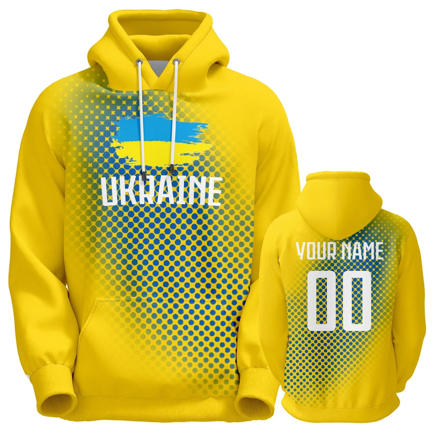 Personalized Ukraine Soccer Hoodies - Customizable Sweatshirt with Name & Number for Fans, Men, Women, and Youth