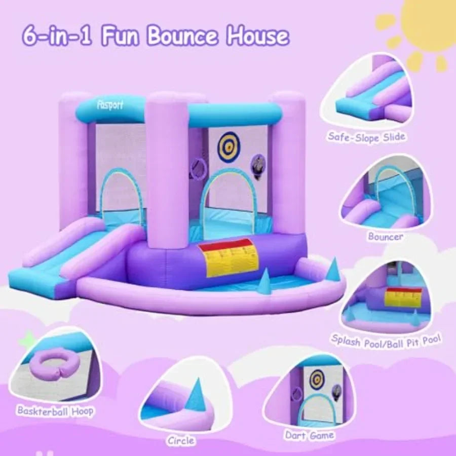 Inflatable Bounce House With Slide And Blower For Indoor Outdoor