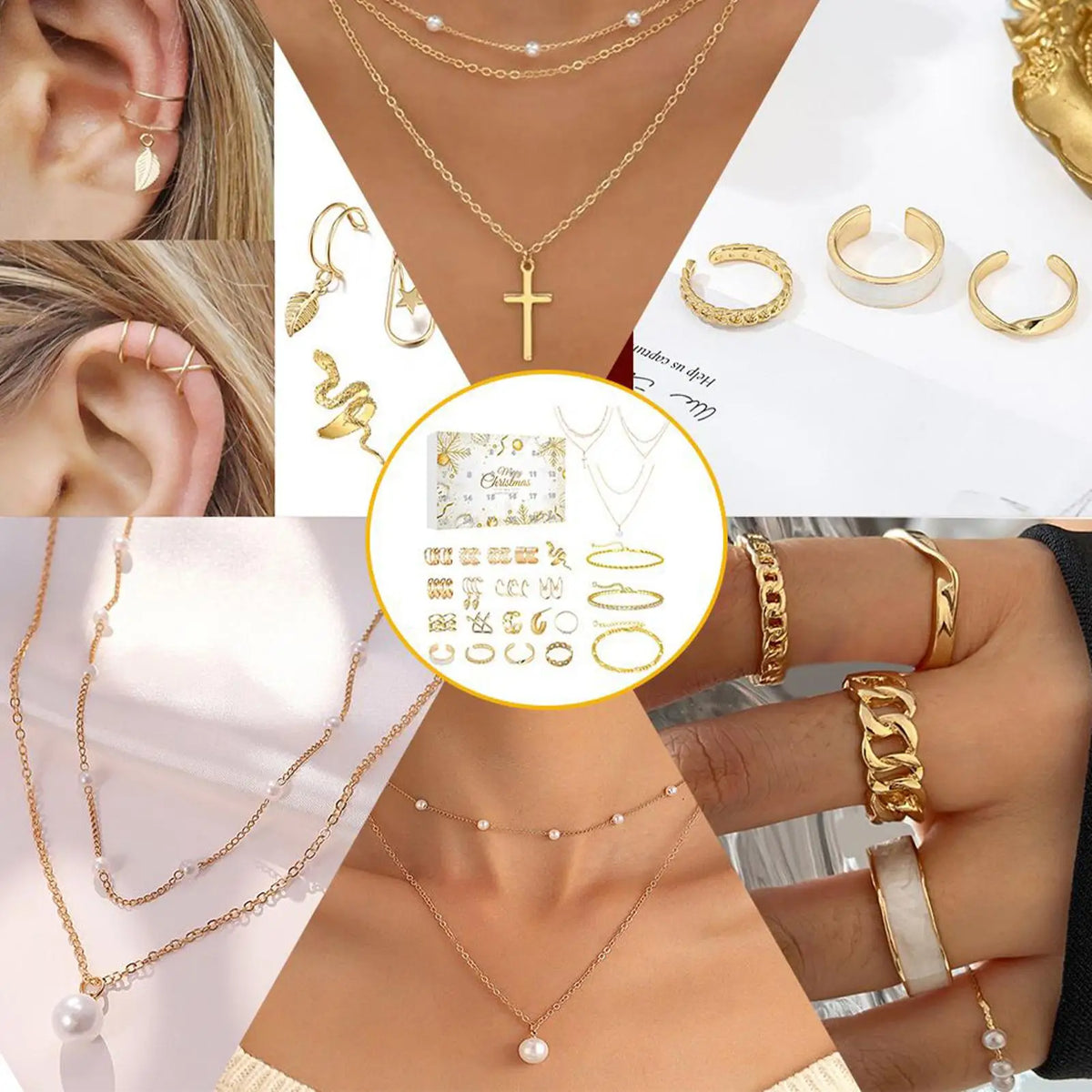 Advent Calendar | 24 Day Gold Jewelry Countdown | Necklaces Bracelets And Earrings | Surprise Gift For Women