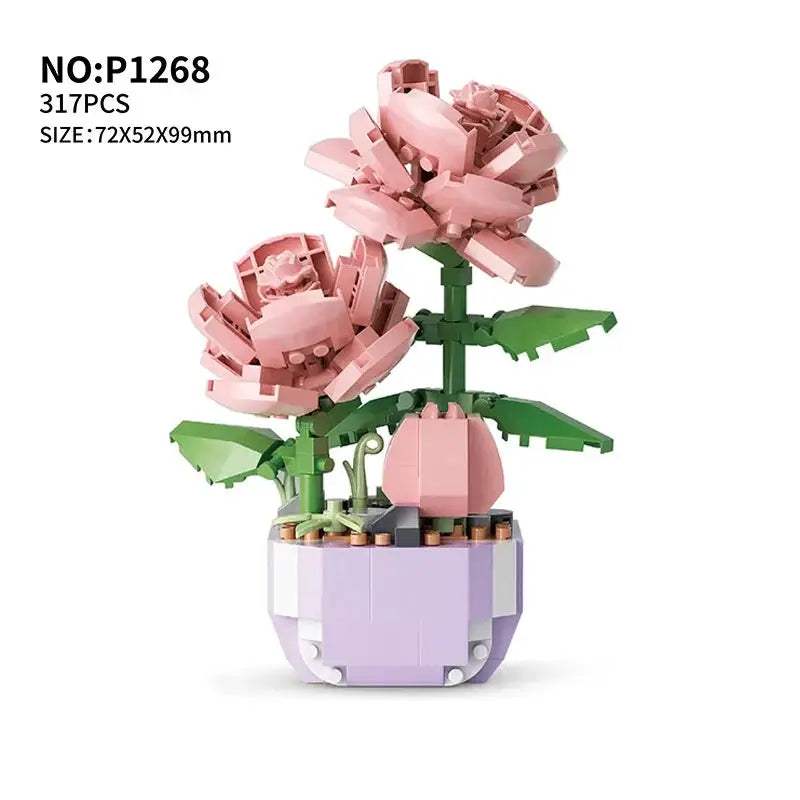Flowers Bricks Bouquet Building Blocks Toys for Birthday Gift Room Decor Botanical Set Valentine's Day Rose Friends Kids Adults - ToylandEU