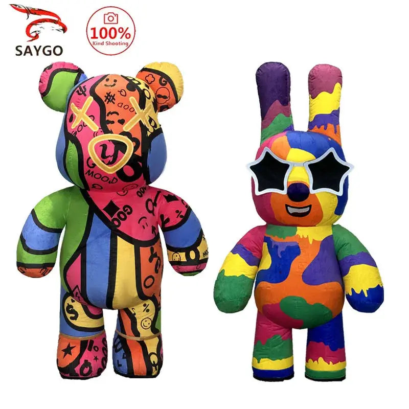 SAYGO Inflatable Colorful Rabbit Bear Plush Costume Adult Male Female Cosplay Halloween Mascot Party Costume Mascot - ToylandEU
