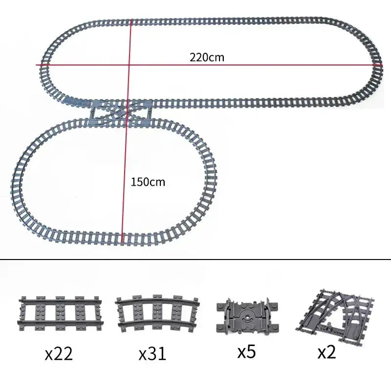 Lego Compatible Flexible Train Tracks Building Set For Kids - ToylandEU