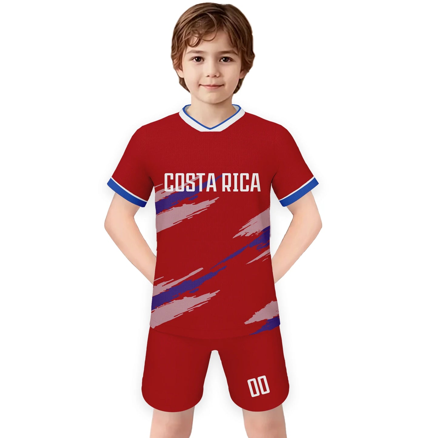 Personalized Costa Rica Kids Soccer Jersey Set - Custom Football Shirt with Name & Number for Boys and Girls